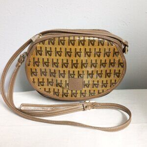 ❤️HARPEL FLORENCE ITALY Canvas Coated PVC Canteen Crossbody Purse